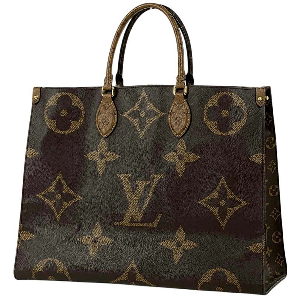 Louis Vuitton On The Go Shoulder Bag Monogram Giant Tote Reverse Brown